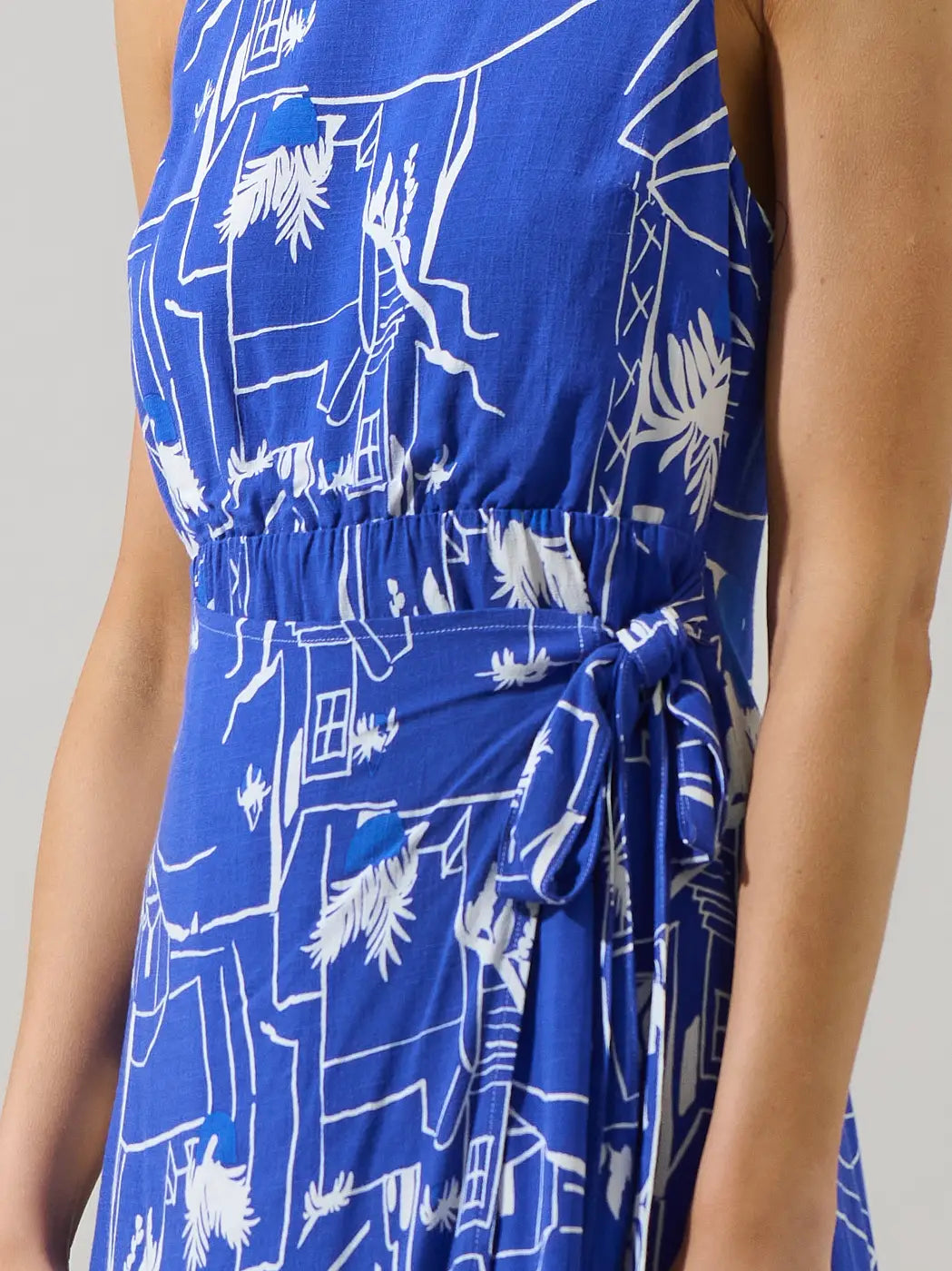 Blue and White Mims Town Wrap Dress