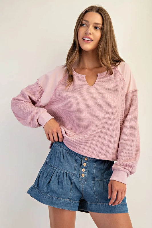 Rose Notch Front Long Sleeve