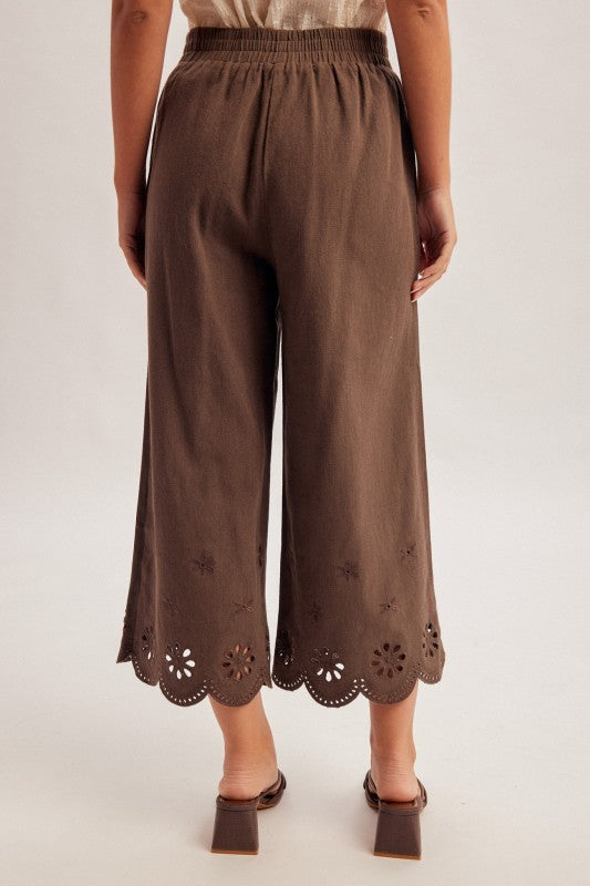 Choco Embroidered Culottes with Pockets