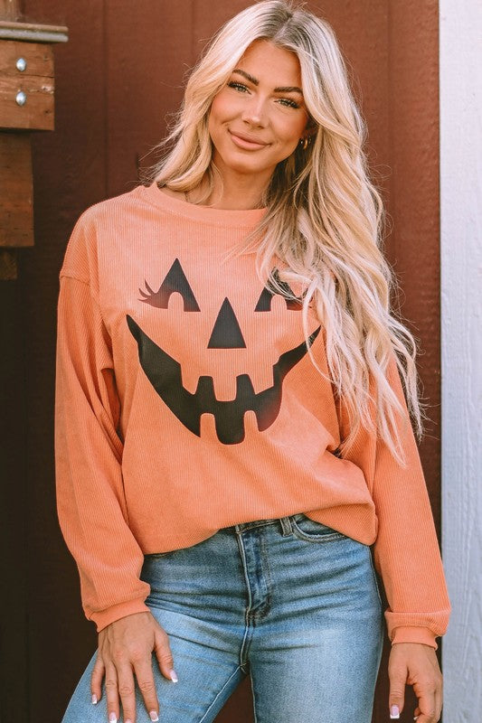 Pumpkin Corded Textured Long Sleeve