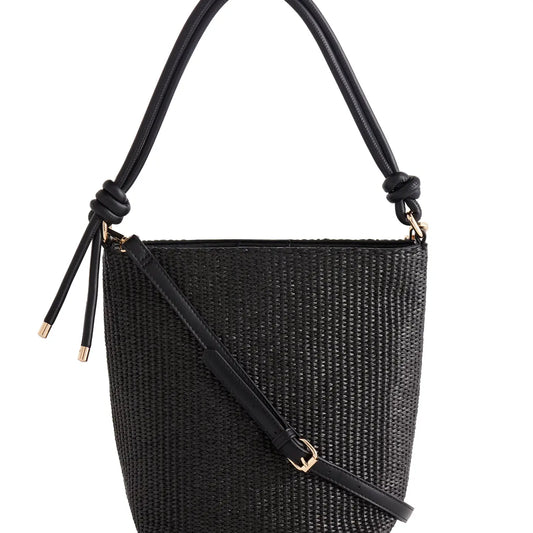 Black bucket bag