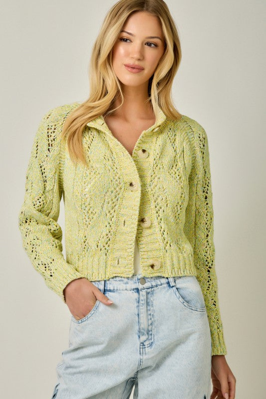 Cable Yellow Multi Cardigan
