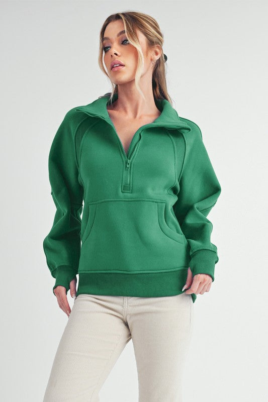 Long Length Half Zip Funnel Neck