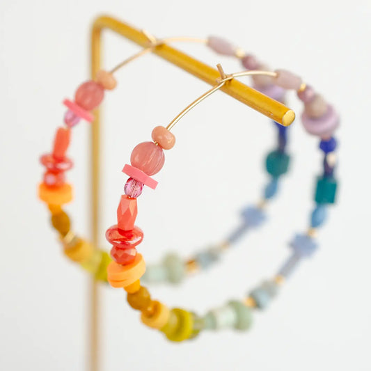 Pearl and Pastel Beaded Hoops