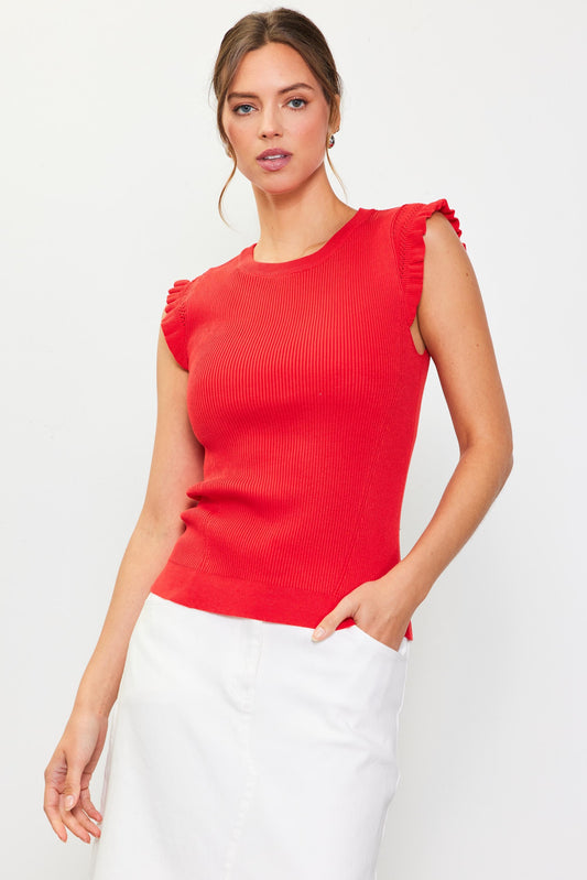 Ruffle Sleeve Knit Top