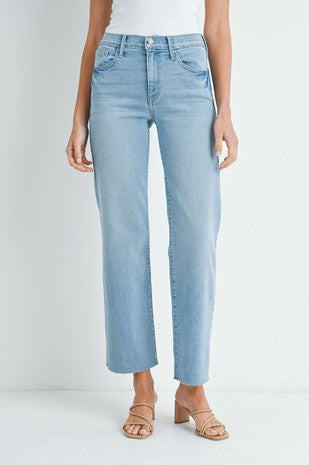 Slim Wide Leg Cut Hem Light Wash
