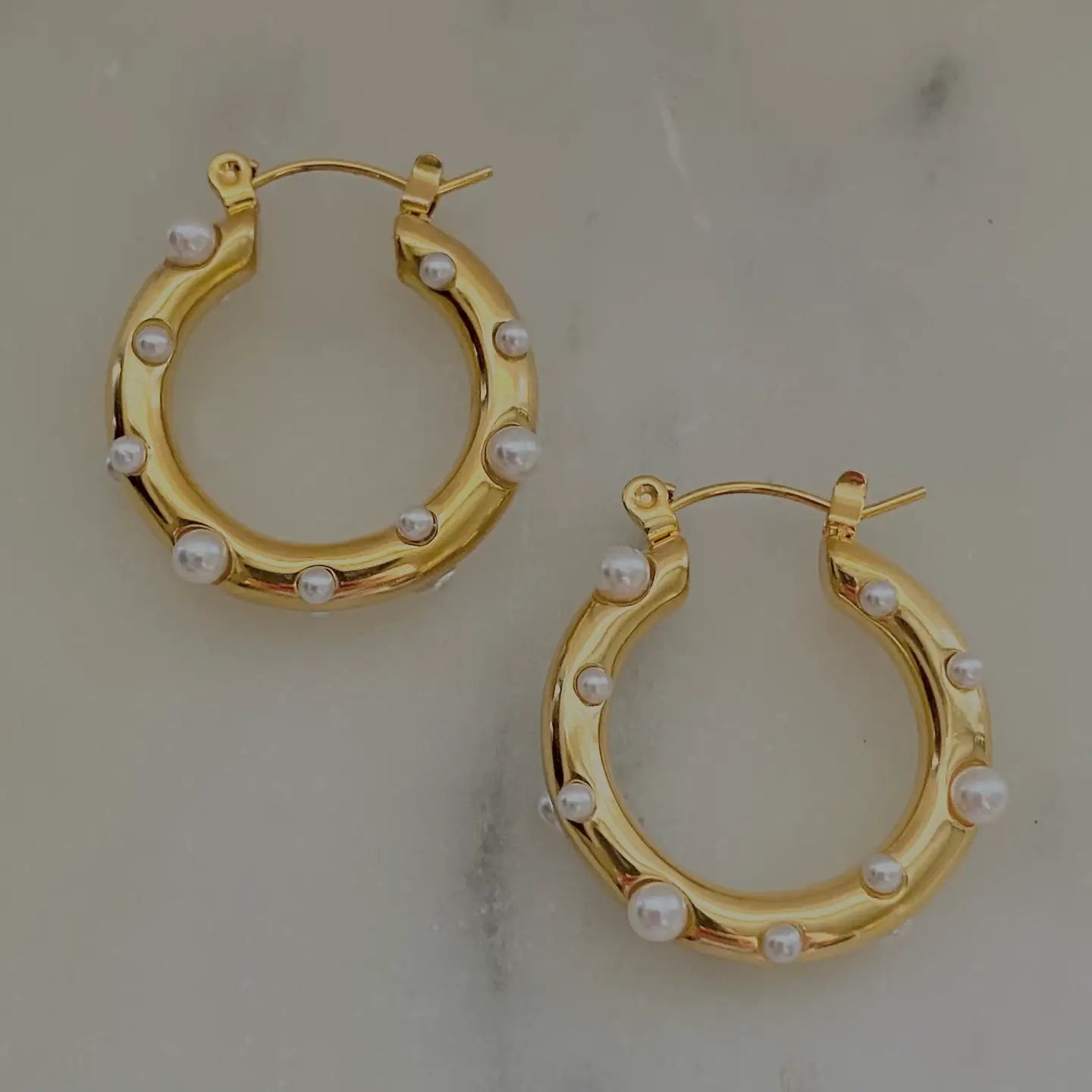 Pearl Gold Hoops