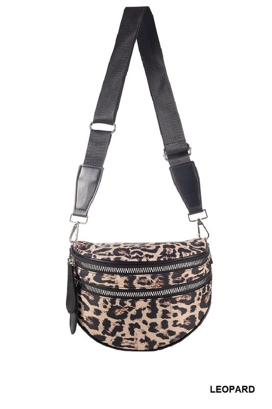Double Zip Crescent Sling Bag