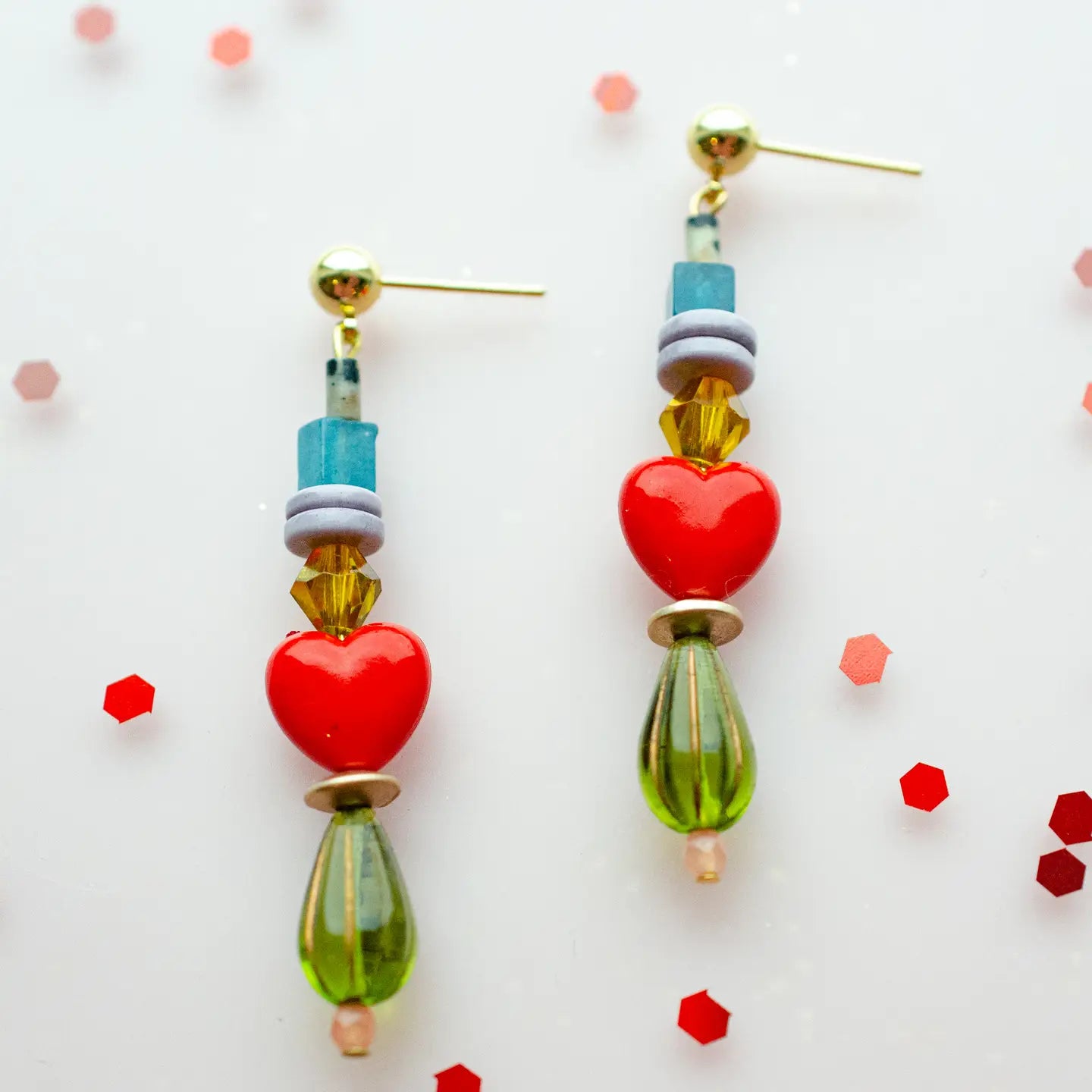 Beaded Heart Statement Necklace