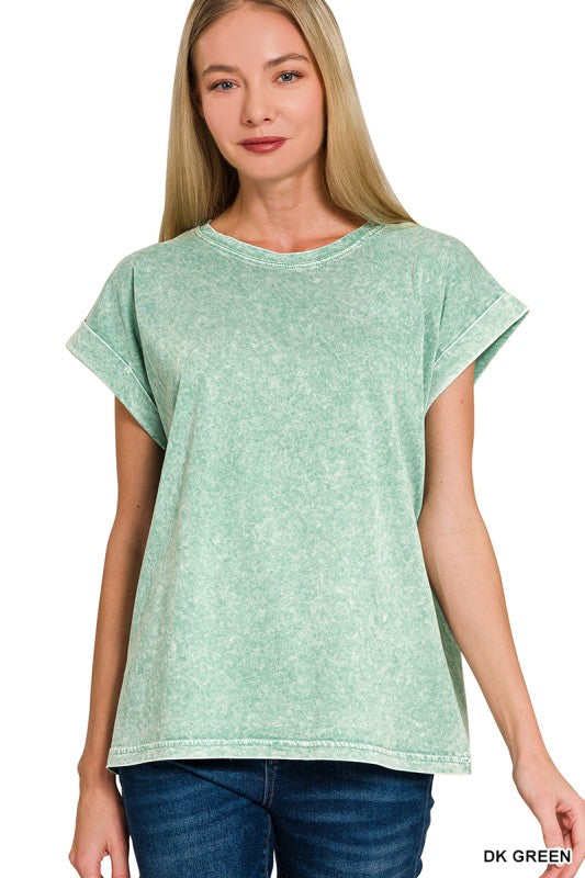 Cuffed Mineral Wash Short Sleeve Tee