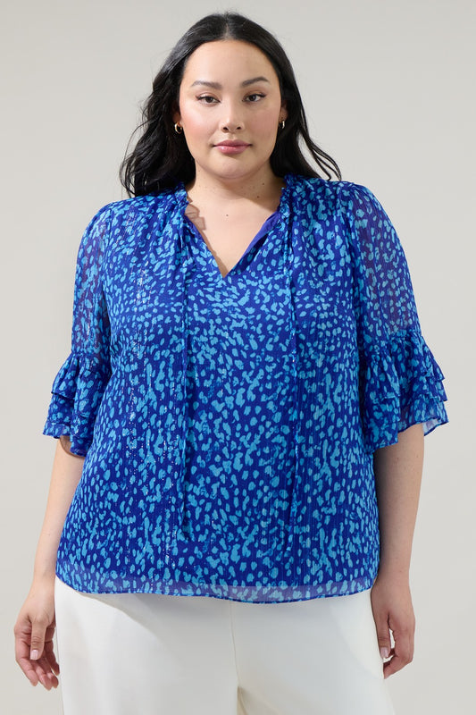 Blue Print Curvy Top