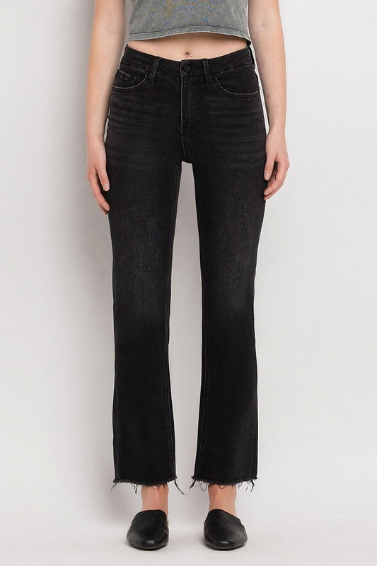 Black High Rise Kick Flare Denim