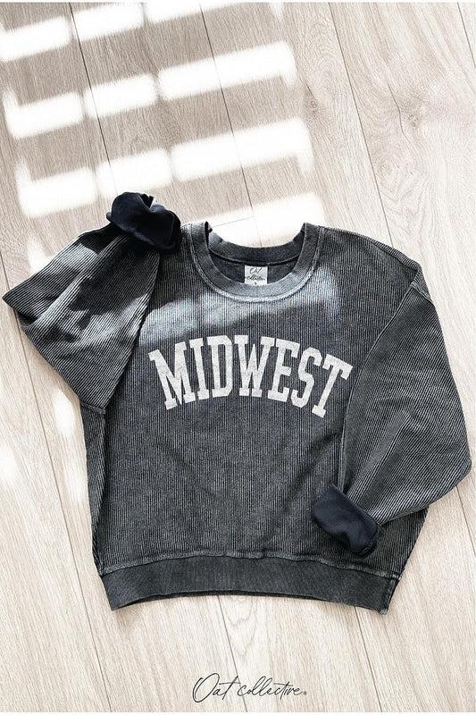 Midwest Cropped Thermal Vintage Pullover