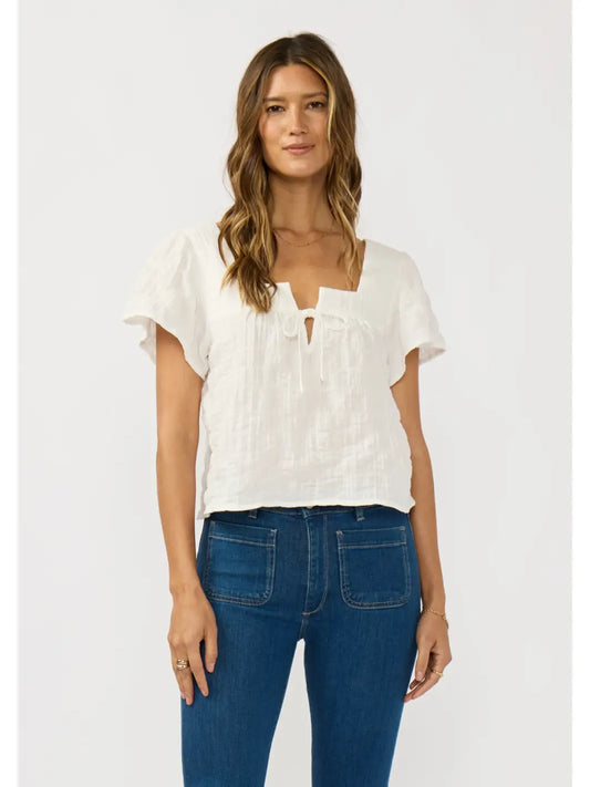 Cotton Gauze Square Neck Top