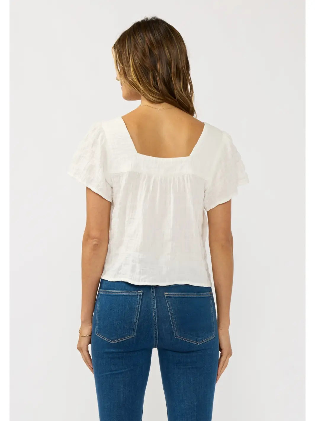 Cotton Gauze Square Neck Top