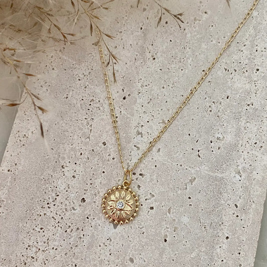 Flower Eye Medallion Necklace