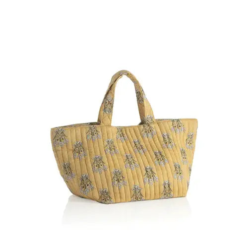Yellow top handle tote